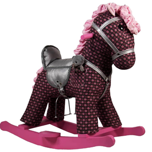 راکر اسب کودک چوبی گلی زرشکی - مشکی -اسباب بازی